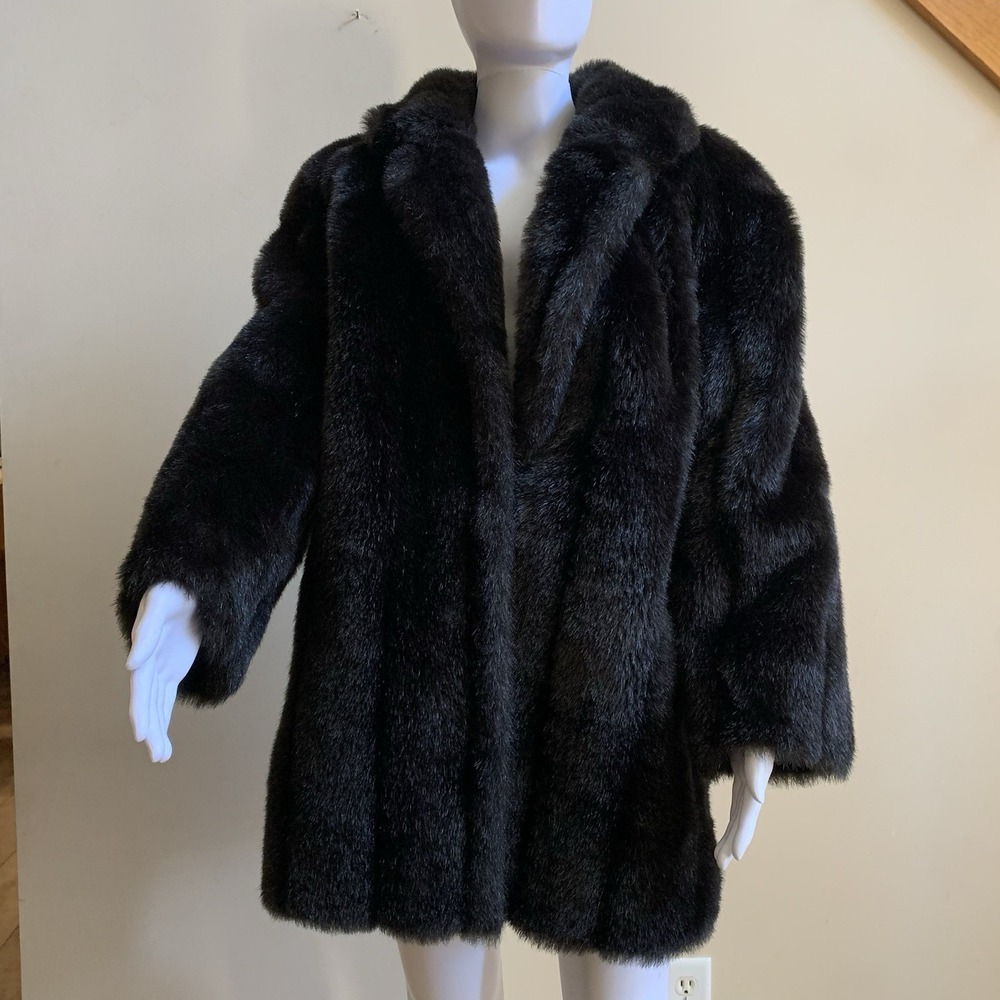 JORDACHE BROWN BROWN FAUX FUR JACKET WOMEN'S SIZE Made In U.S.A Small/ Medium